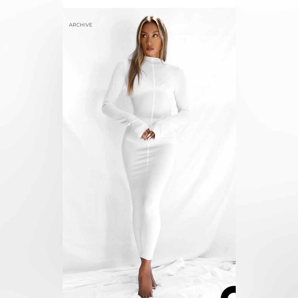 All Things Golden The Modal L/S Midi Dress Size Small - White- Limited Edition